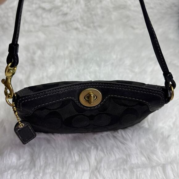 y2k COACH Black Signature Canvas Mini Purse / Wristlet - Picture 7 of 11